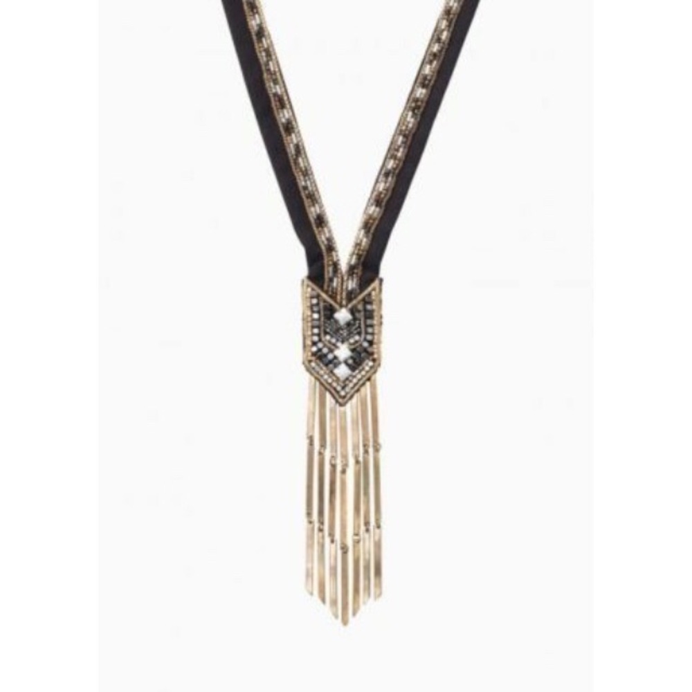 Stella & Dot | Gorgeously Exotic Black+Gold Handbeaded Nile Necklace - Picture 4 of 9